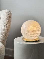 Vintage Murano Bordlampe i Reticello-Glas med Messingfod | Ø20 cm Studio Hafnia