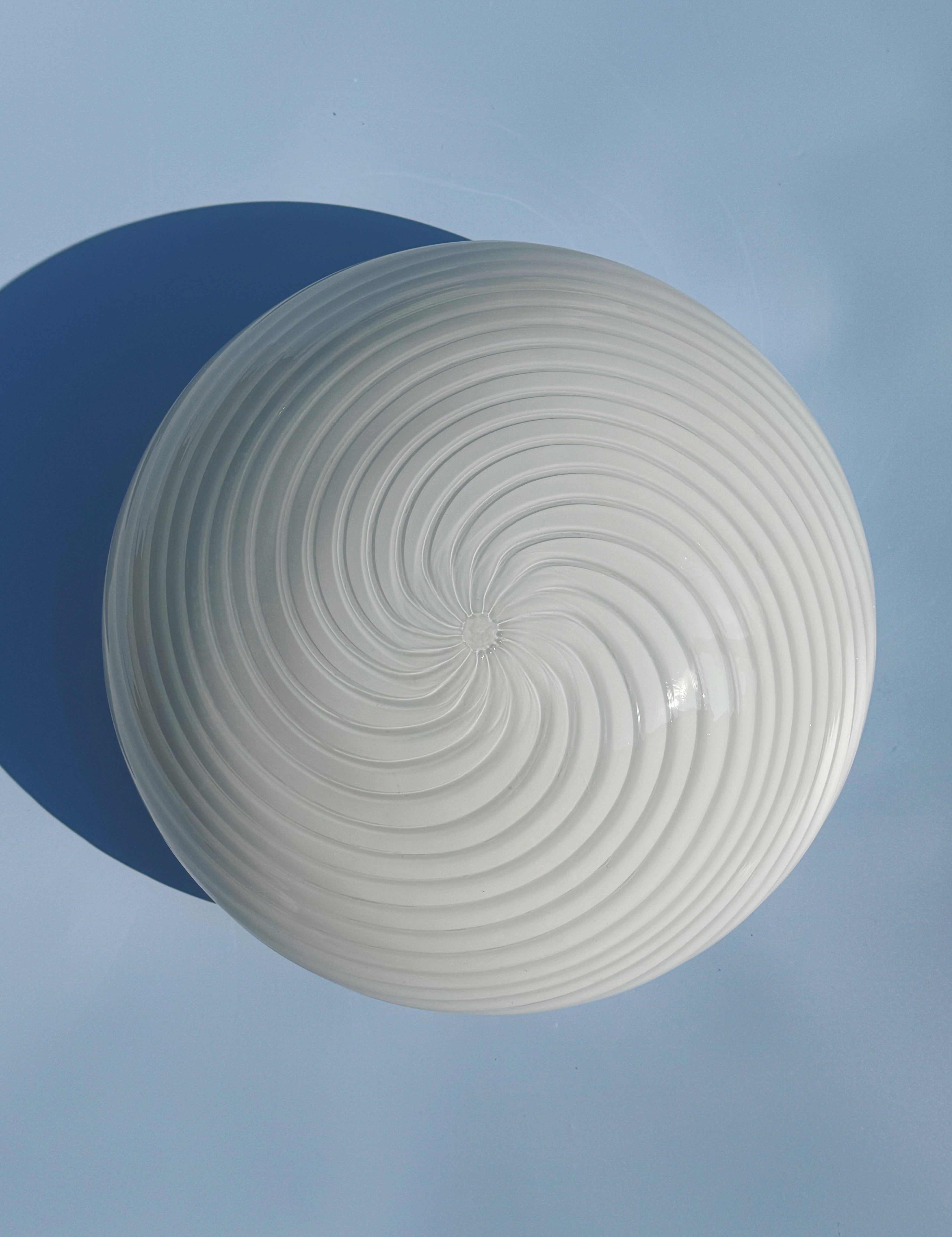 Vintage Murano Swirl Plafond Lampe | Hvid Ø28 cm – Loft eller Vægmontering Murano