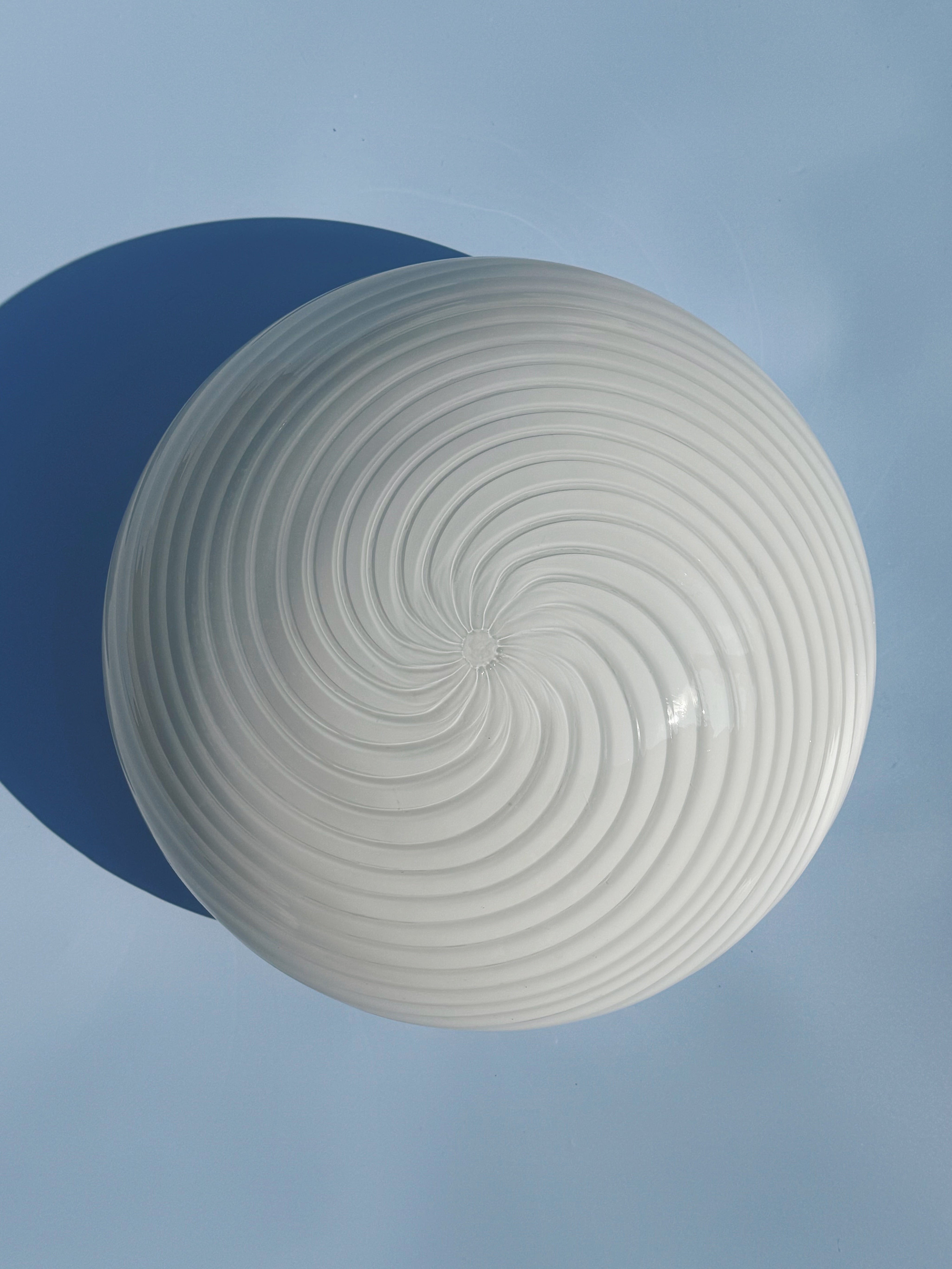 Vintage Murano Swirl Plafond Lampe | Hvid Ø28 cm – Loft eller Vægmontering Murano