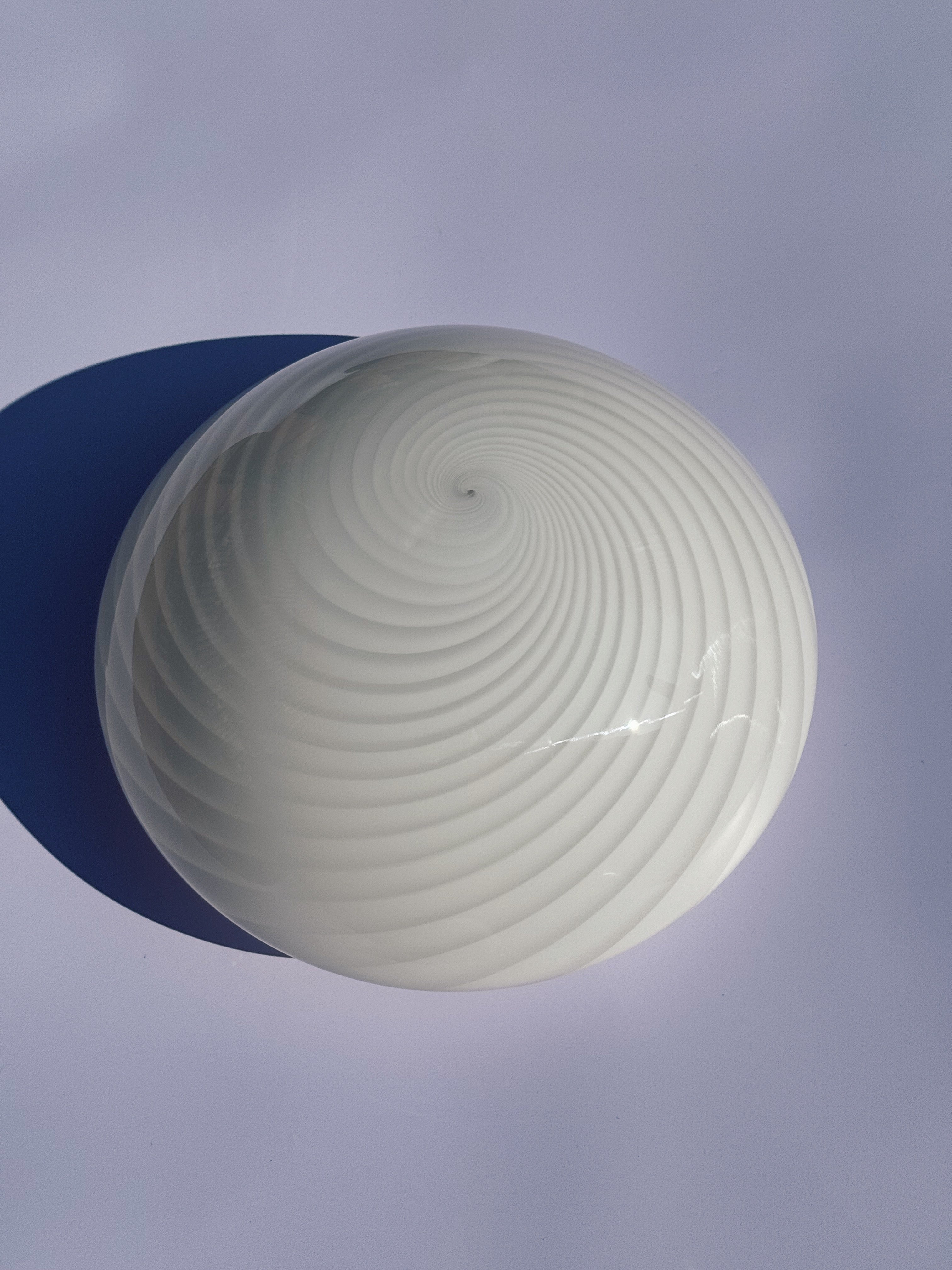 Vintage Murano Swirl Plafond lofts/væglampe | Hvid 28 cm Murano