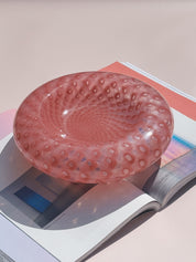 Vintage Murano Skål i Pink med Optiske Mønstre | D24 cm Studio Hafnia