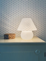Vintage Murano Mushroom Bordlampe i Hvidt Glas | H25 cm Murano