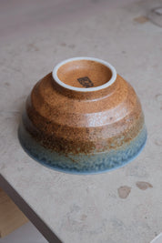 Japanese bowl with blue and brown glaze | Ø17 cm
