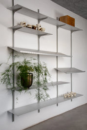 Detra Aluminium Hyldesystem – 6 Hylder + 2 Skråhylder (1960 / 1380 / 800 mm) Detra