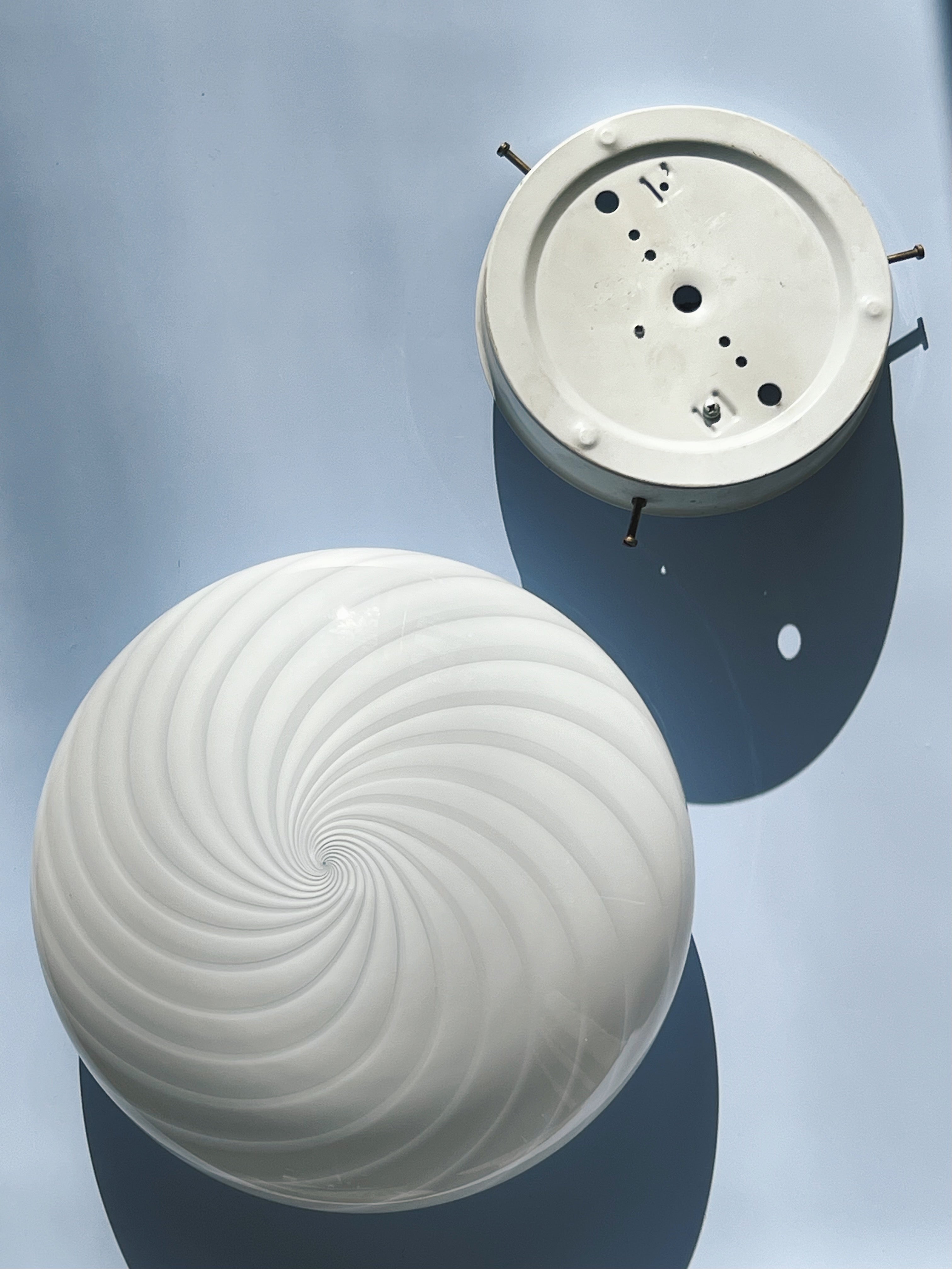 Vintage Murano Swirl Plafond lofts/væglampe | Hvid 30 cm Murano