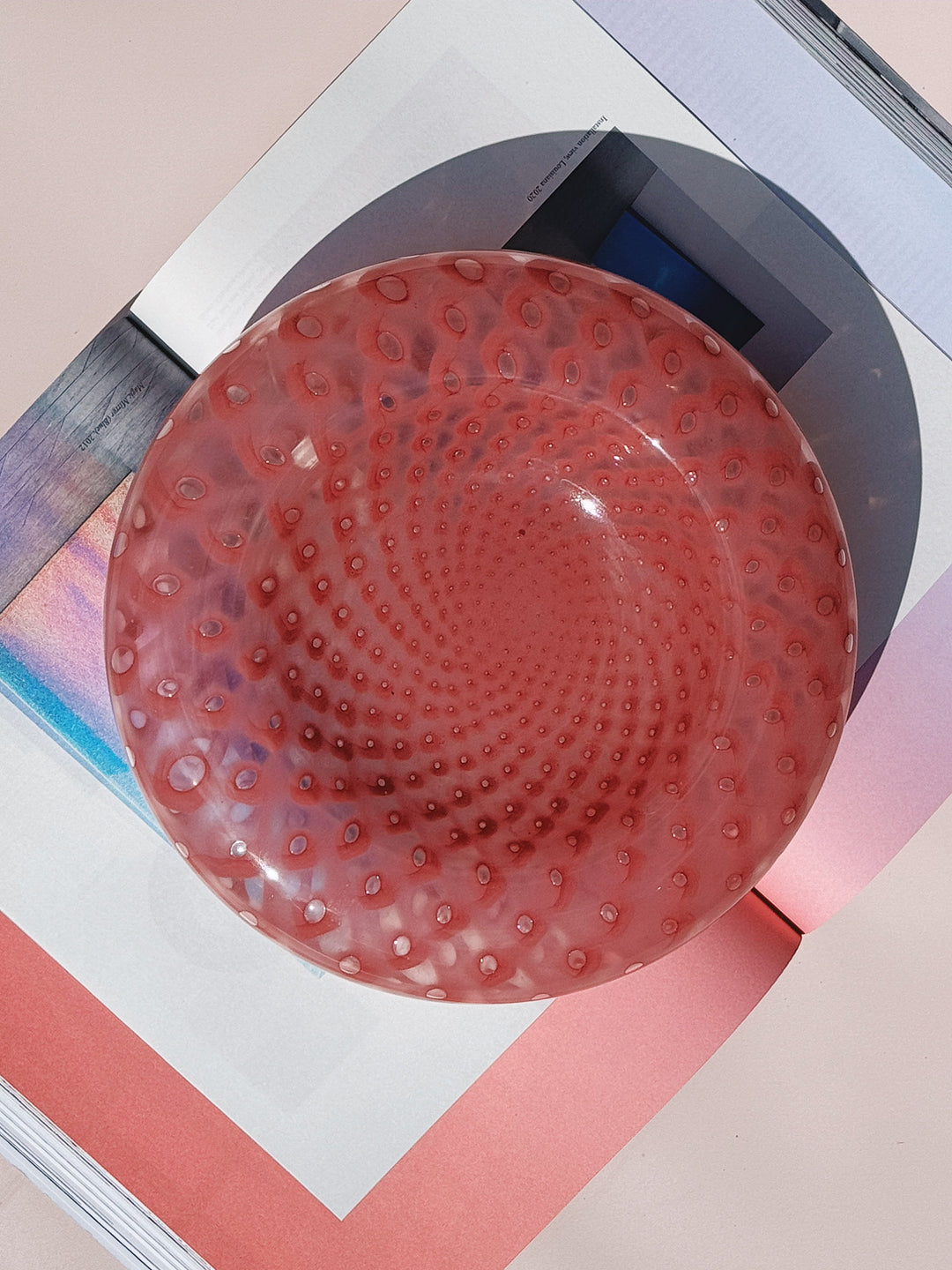 Vintage Murano Skål i Pink med Optiske Mønstre | D24 cm Studio Hafnia