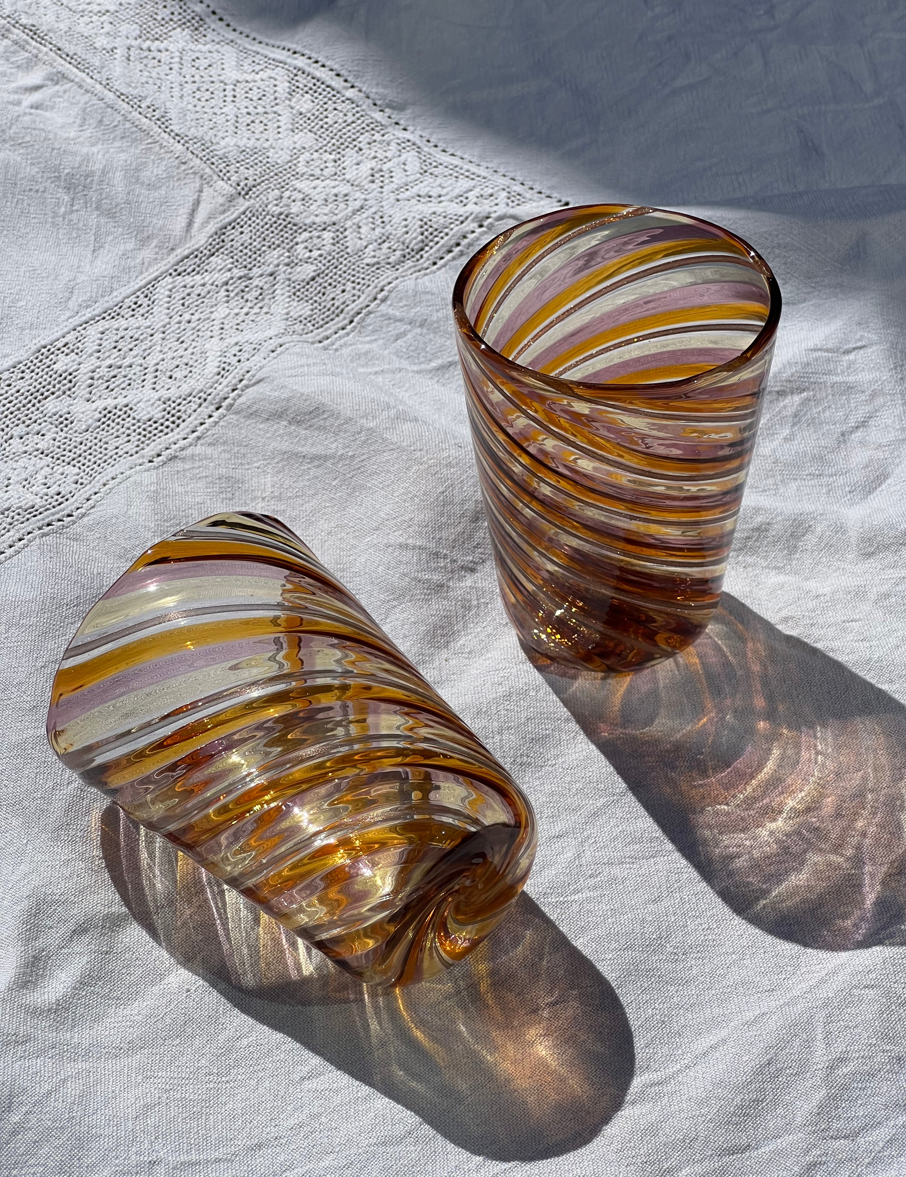 Håndblæst Murano Glas med Swirlmønster Murano