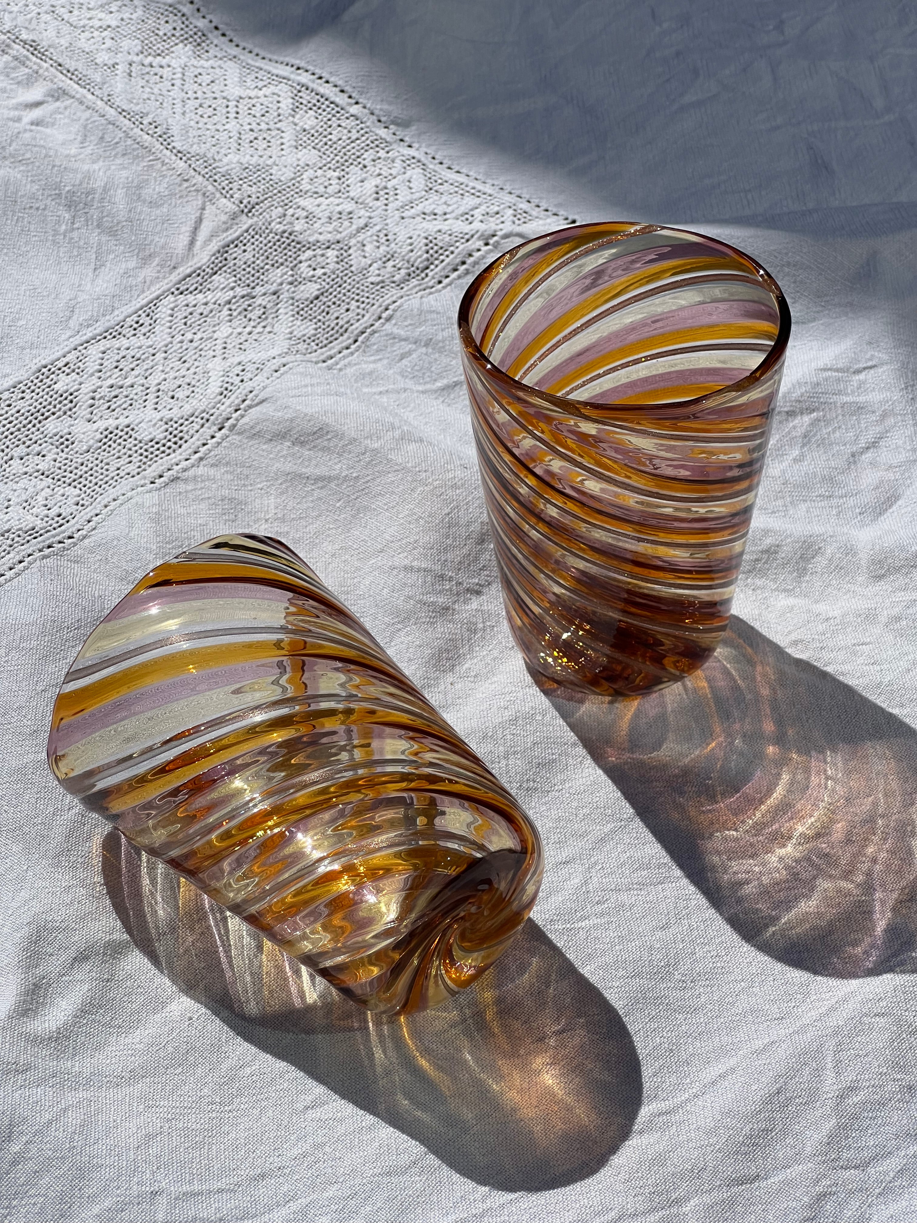 Håndblæst Murano Glas med Swirlmønster Murano