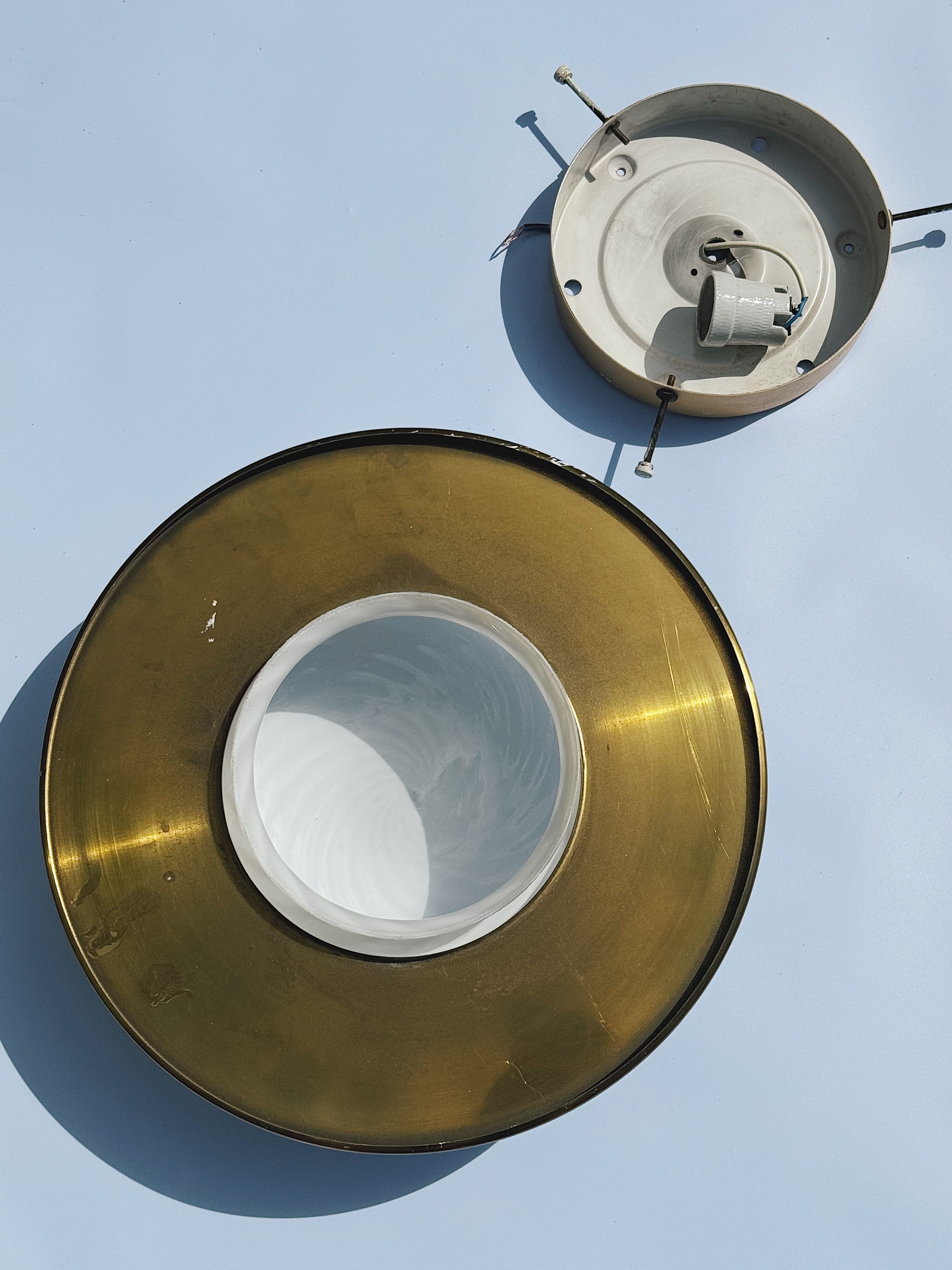 Vintage Murano Plafondlampe med Messingkant | Ø36 cm Studio Hafnia