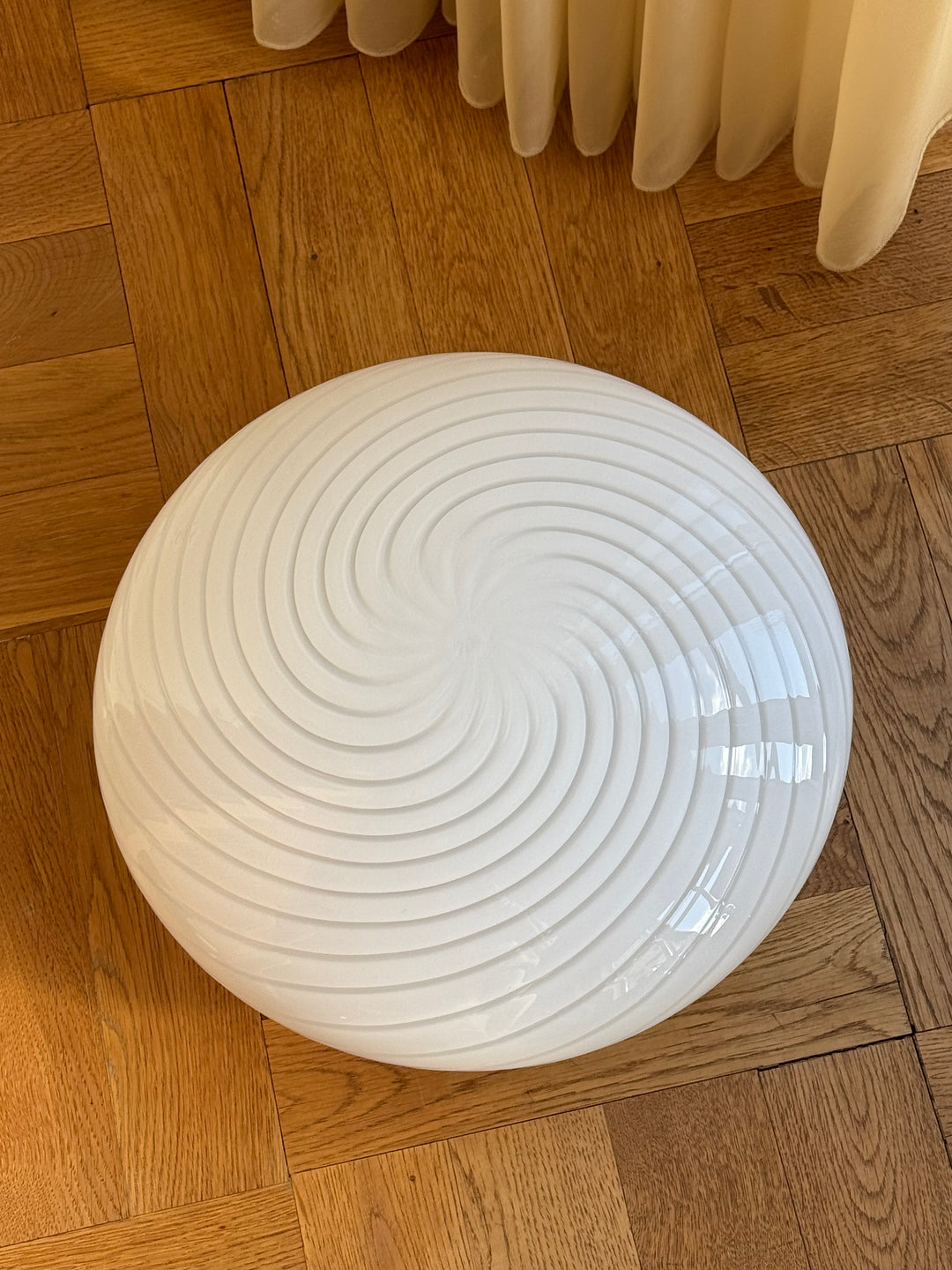 Vintage Murano plafond loftslampe/væglampe | Hvid, Ø35 cm