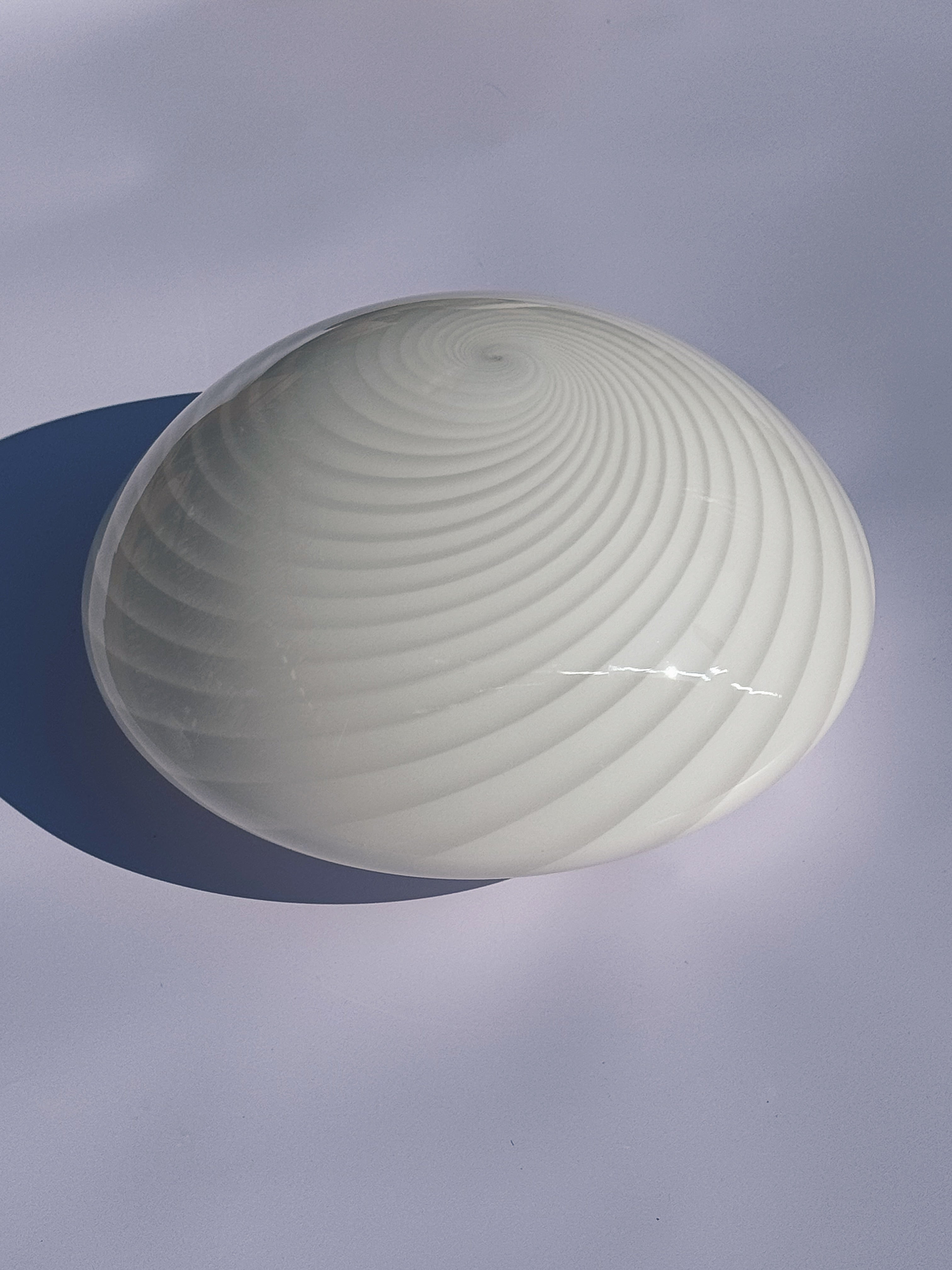 Vintage Murano Swirl Plafond lofts/væglampe | Hvid 28 cm Murano