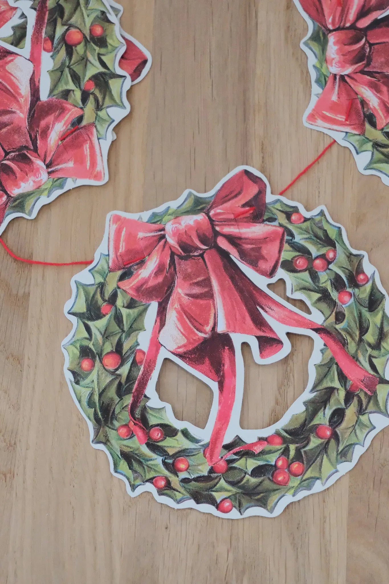 Garland with Christmas Wreaths in Card