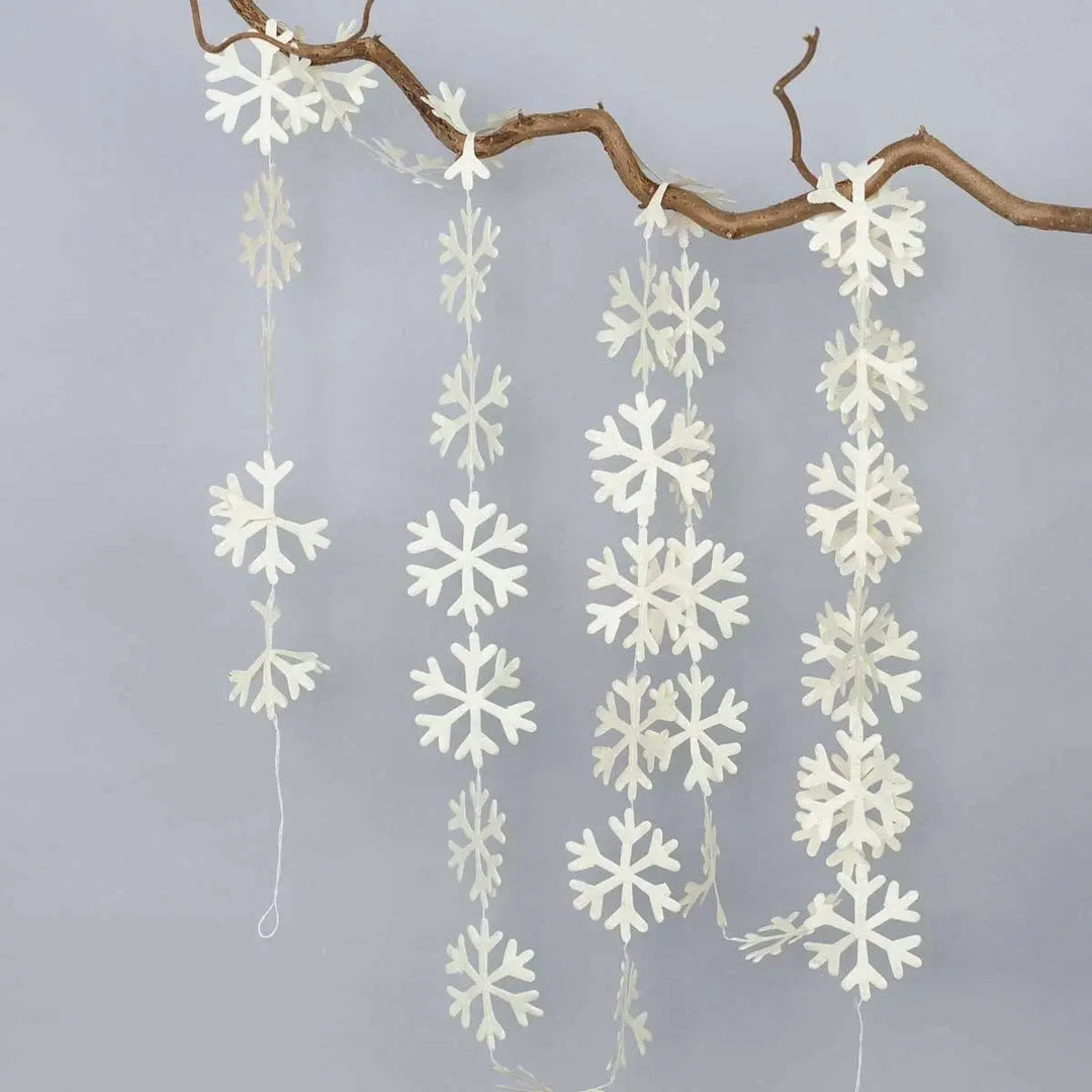 Guirlande med snefnug i papir | Hvid Afroart