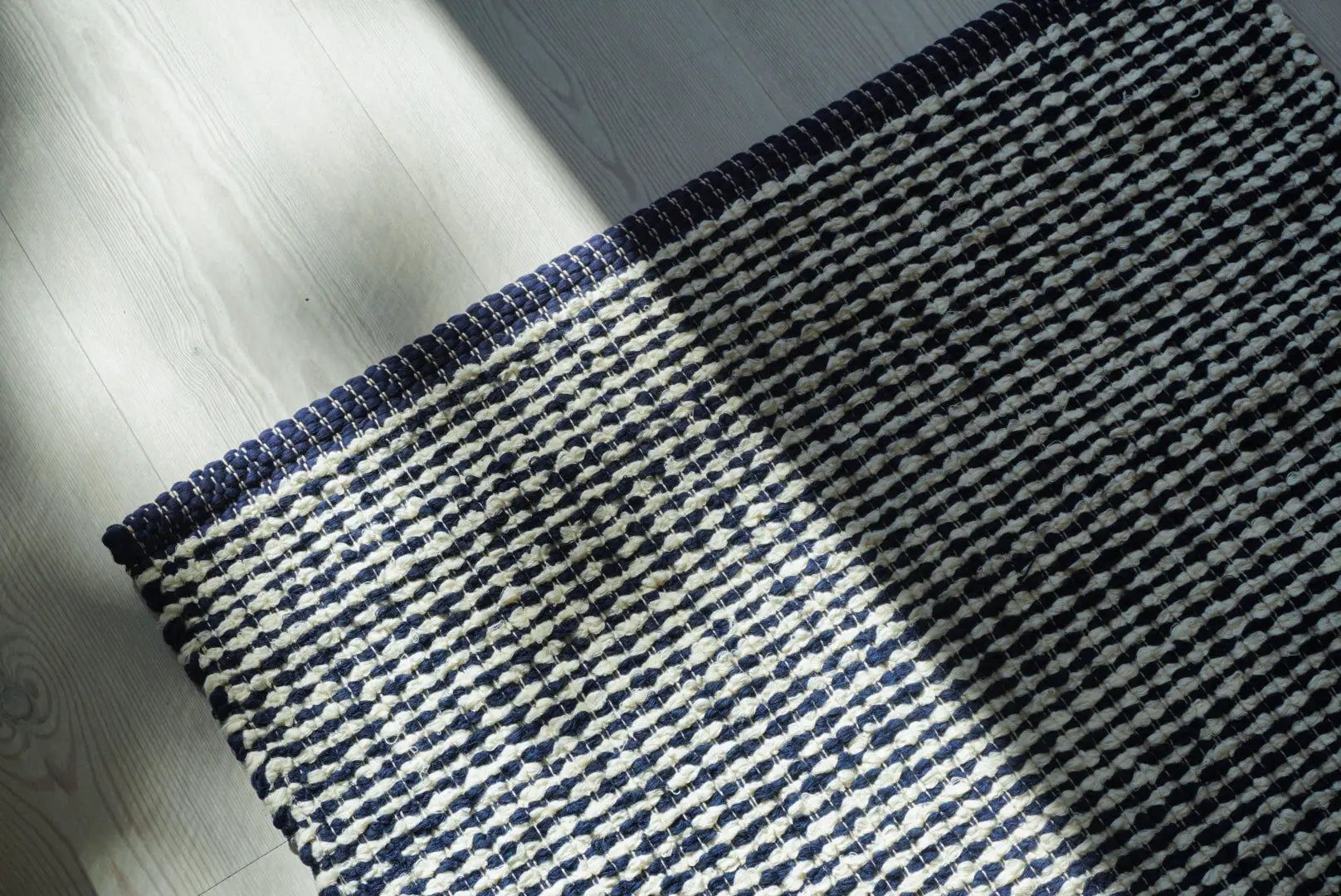 Cotton Rug | Beige/Blue 70x140 cm