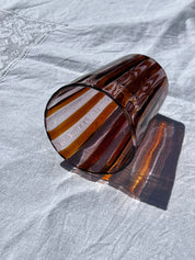 Håndblæst Murano Glas i Gio Ponti Stil med Karamelfarvede og Ametyst Striber Studio Hafnia