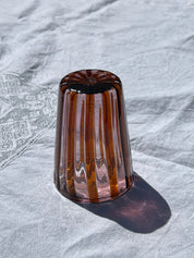 Håndblæst Murano Glas i Gio Ponti Stil med Karamelfarvede og Ametyst Striber Studio Hafnia