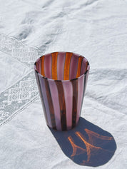 Håndblæst Murano Glas i Gio Ponti Stil med Opal Pink og Karamelfarvede Striber Studio Hafnia