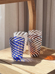 Håndblæst Murano Glas med Brun/Hvidt Swirlmønster