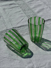 Håndblæst Murano Glas med Grønne Striber Studio Hafnia