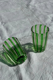 Håndblæst Murano Glas med Grønne Striber Studio Hafnia