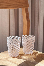 Håndblæst Murano Glas med Lys Pink/Hvidt Swirlmønster Studio Hafnia