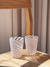 Håndblæst Murano Glas med Lys Pink/Hvidt Swirlmønster