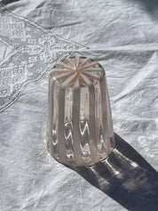 Håndblæst Murano Glas med Lys Pink og Hvide Striber Studio Hafnia