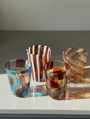 Håndblæst Murano Glas med skaktern i lyseblå, ametyst og lysegul Studio Hafnia