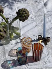 Håndblæst Murano Glas med skaktern i lyseblå, ametyst og lysegul Studio Hafnia