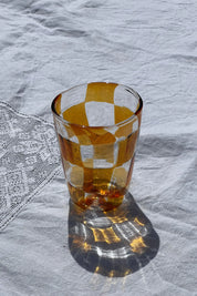 Håndblæst Murano Glas med skaktern i topasfarvet (gylden gul) Studio Hafnia