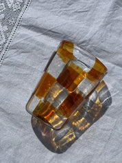 Håndblæst Murano Glas med skaktern i topasfarvet (gylden gul) Studio Hafnia