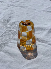 Håndblæst Murano Glas med skaktern i topasfarvet (gylden gul) Studio Hafnia