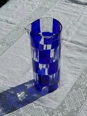 Håndblæst Murano Karaffel i Glas med Skaktern i Mørkeblå Studio Hafnia