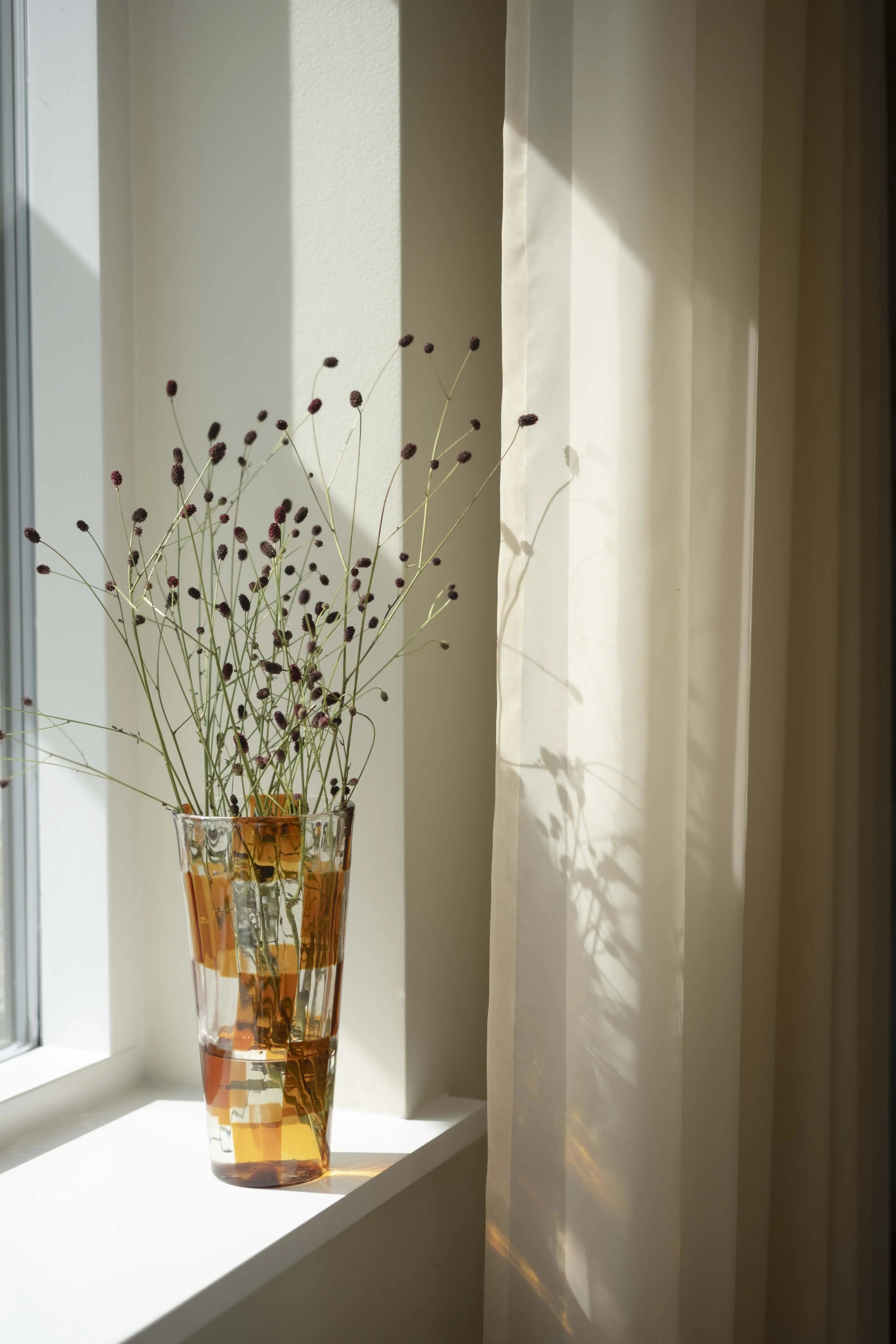Håndblæst Murano Vase i Glas med Skaktern i topasfarvet (gylden gul) Studio Hafnia