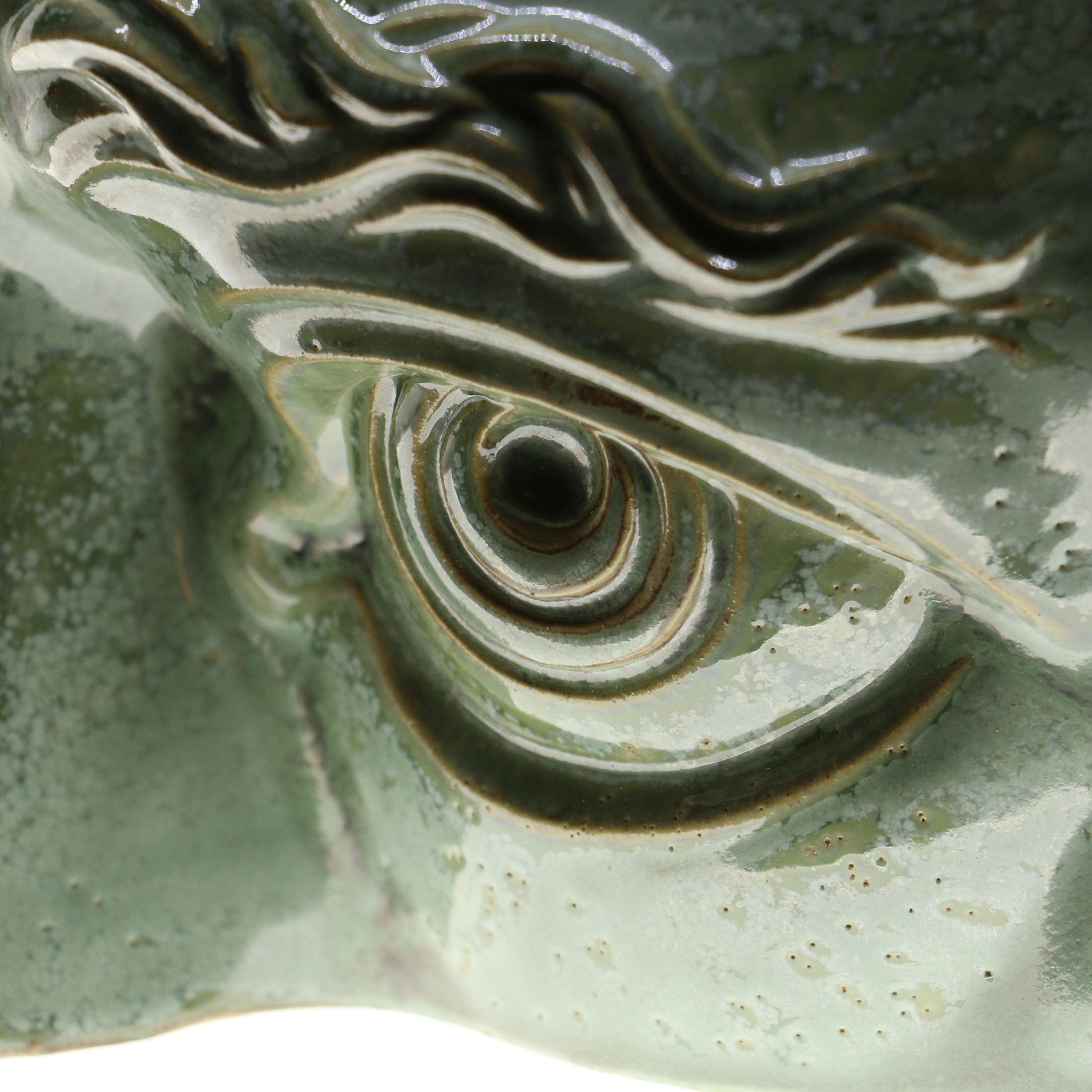 Jacob Laoru | Bookend Eye (Left): Firkantet venstre bogstøtte øje i glaseret stentøjsler i CopperGreen Studio Hafnia
