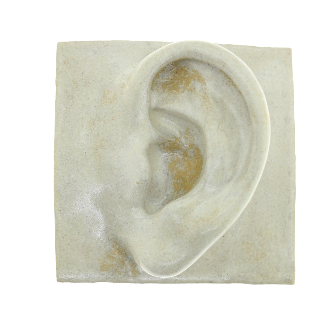 Jacob Laoru | Square Ear (Left): Firkantet øre i glaseret stentøjsler i AntiqueWhite til væggen Studio Hafnia