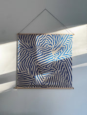 Japansk Furoshiki med blå prikker/striber | 90 x 90 cm Link Collective