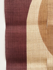 Japansk Vægtæppe i Hamp med Ophæng | Halvcirkelmotiv i Bordeaux og Beige | 150 × 88 cm Studio Hafnia