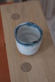 Japanese ceramic cup – white and blue-grey, tall (170 ml)