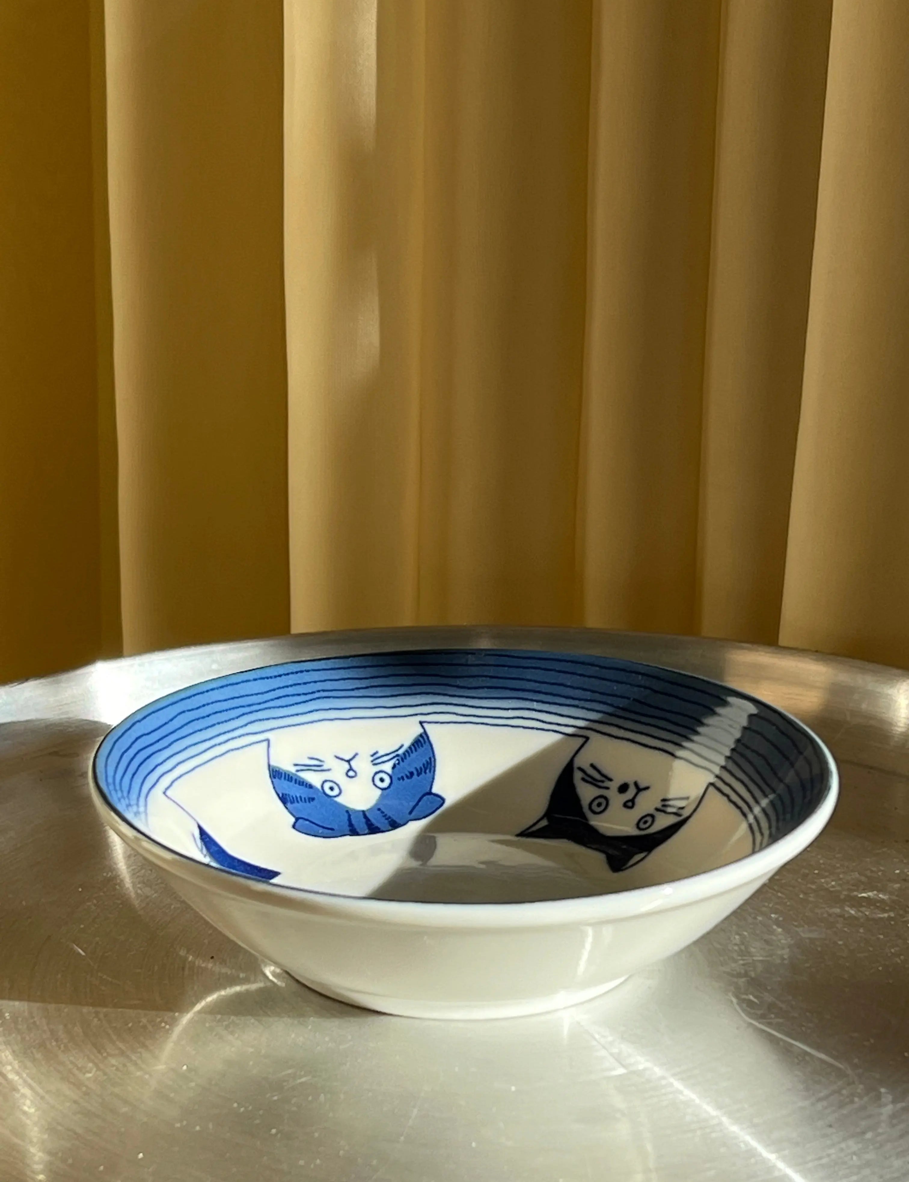 Japansk skål med 5 blå katte | 13.5 cm Studio Hafnia