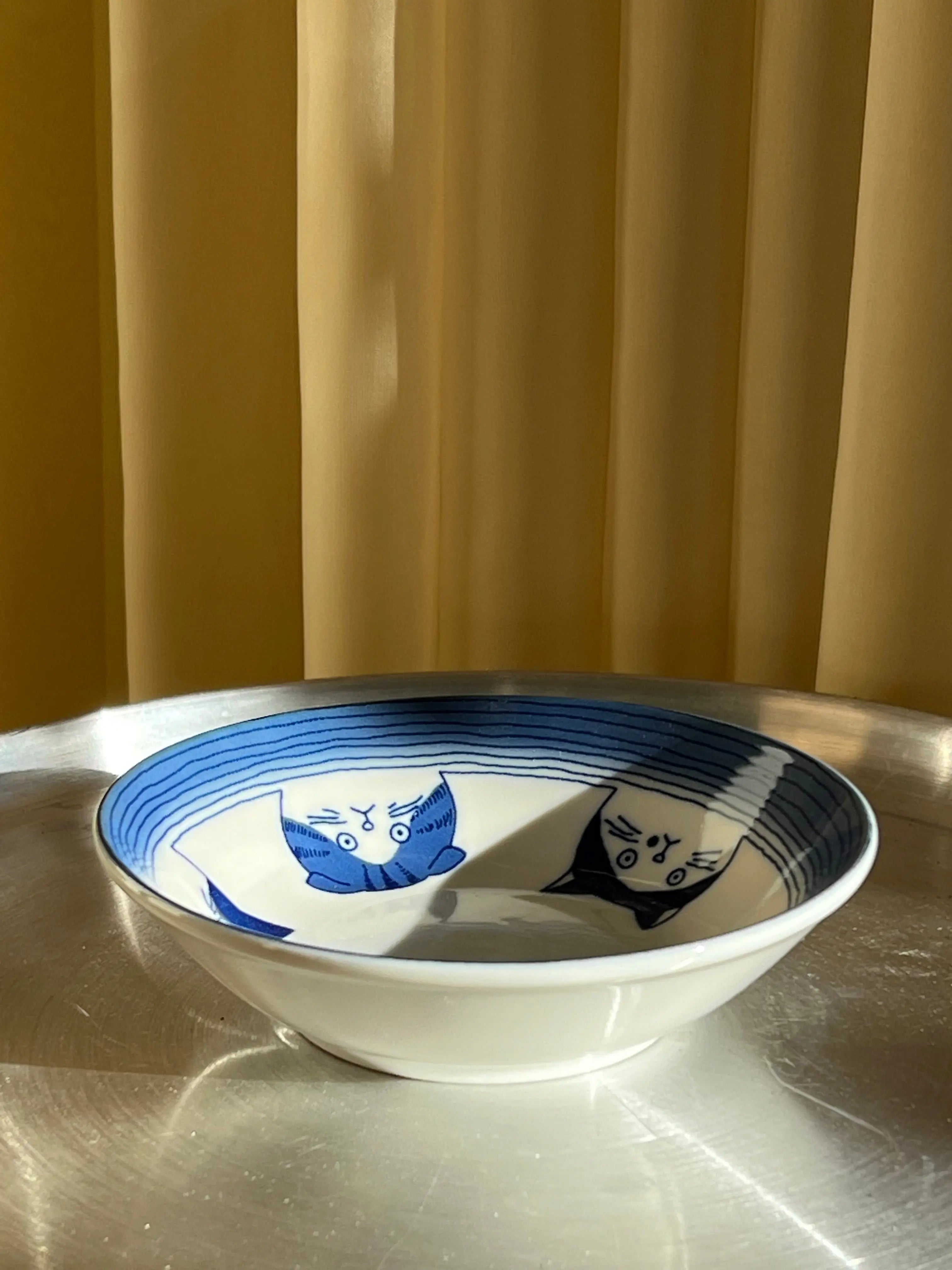 Japansk skål med 5 blå katte | 13.5 cm Studio Hafnia