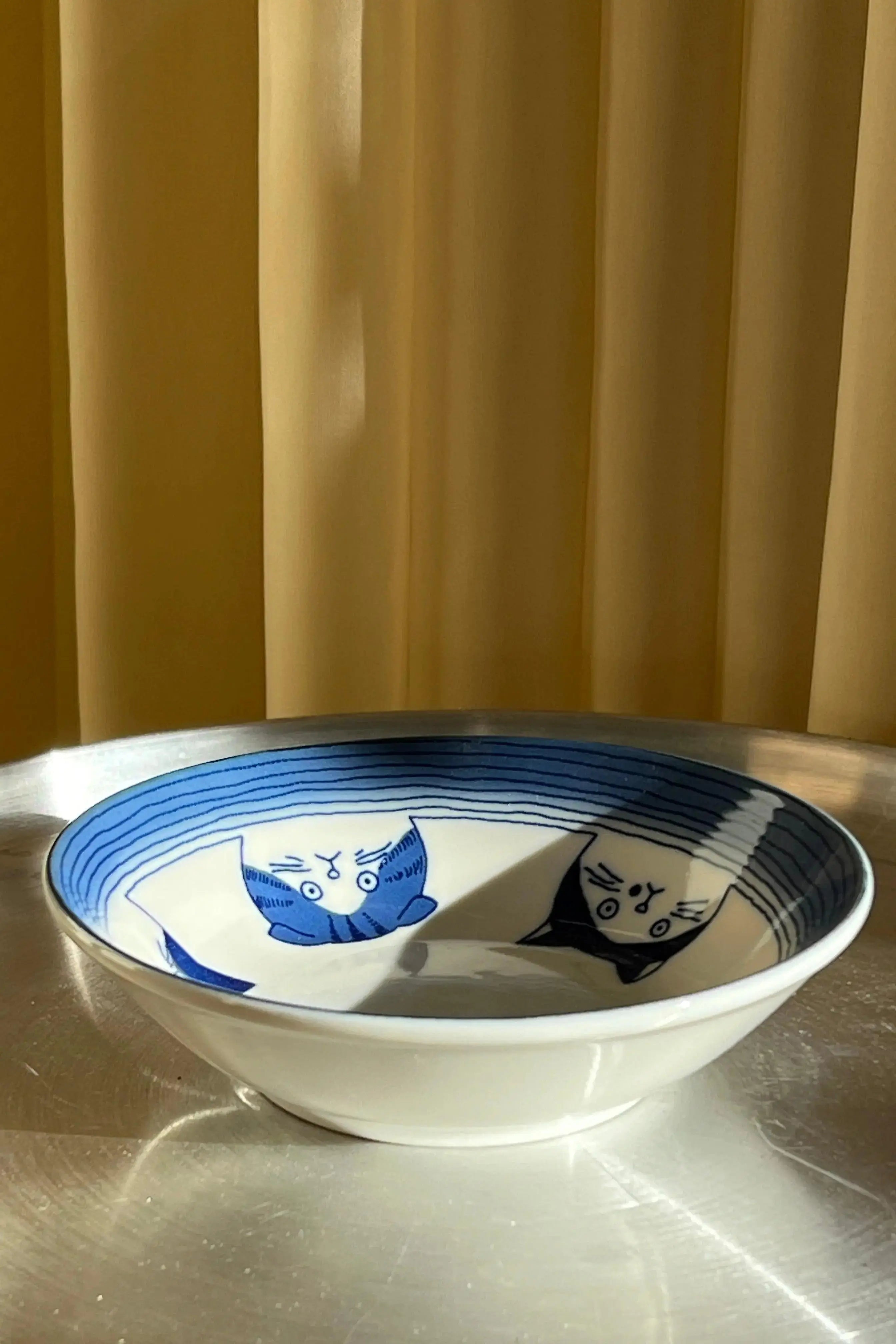 Japansk skål med 5 blå katte | 13.5 cm Studio Hafnia