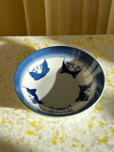 Japansk skål med 5 blå katte | 13.5 cm Studio Hafnia