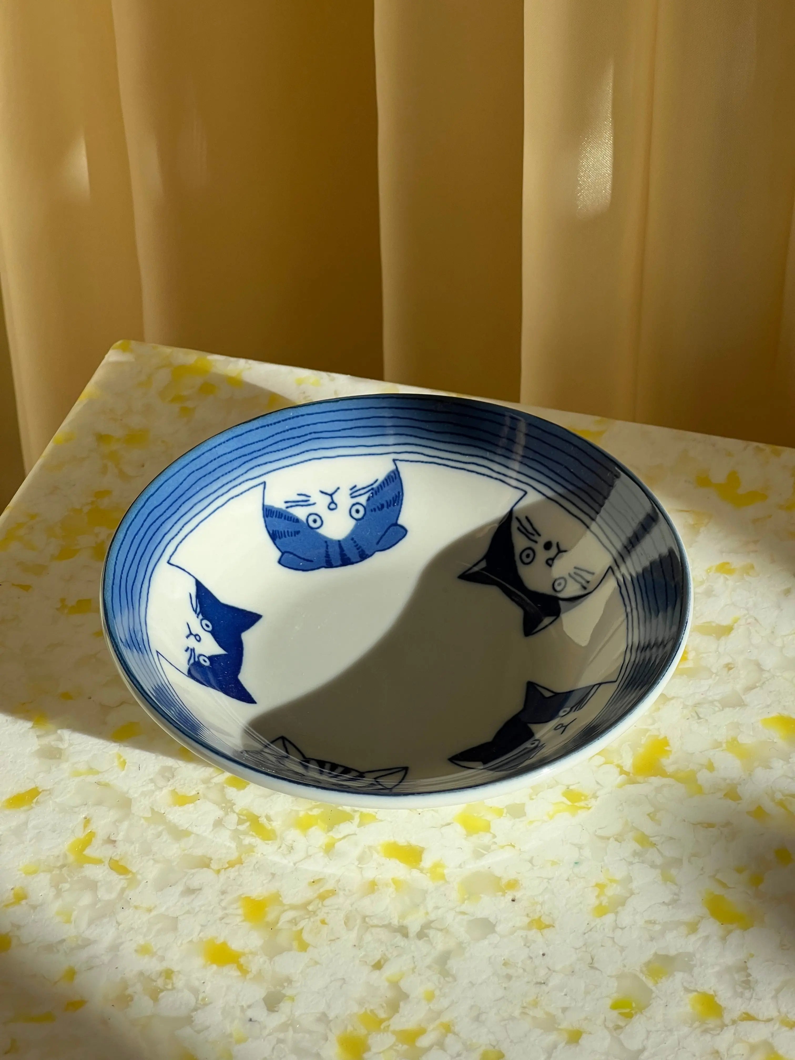 Japansk skål med 5 blå katte | 13.5 cm Studio Hafnia