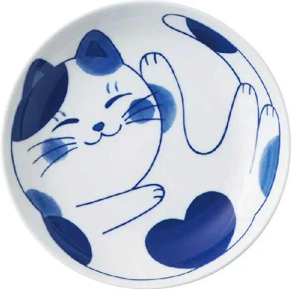 Japansk skål med blå kat | Sæt med 4 forskellige | 10 cm Studio Hafnia