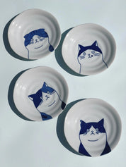 Japansk tallerken med blå kat | 5 forskellige slags | 16 cm Studio Hafnia