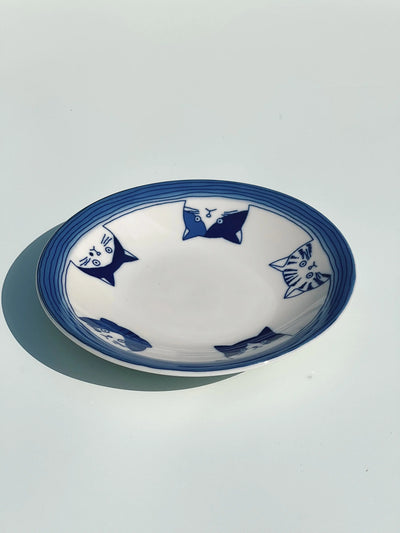 Japansk tallerken/skål med 5 blå katte | 16 cm Studio Hafnia