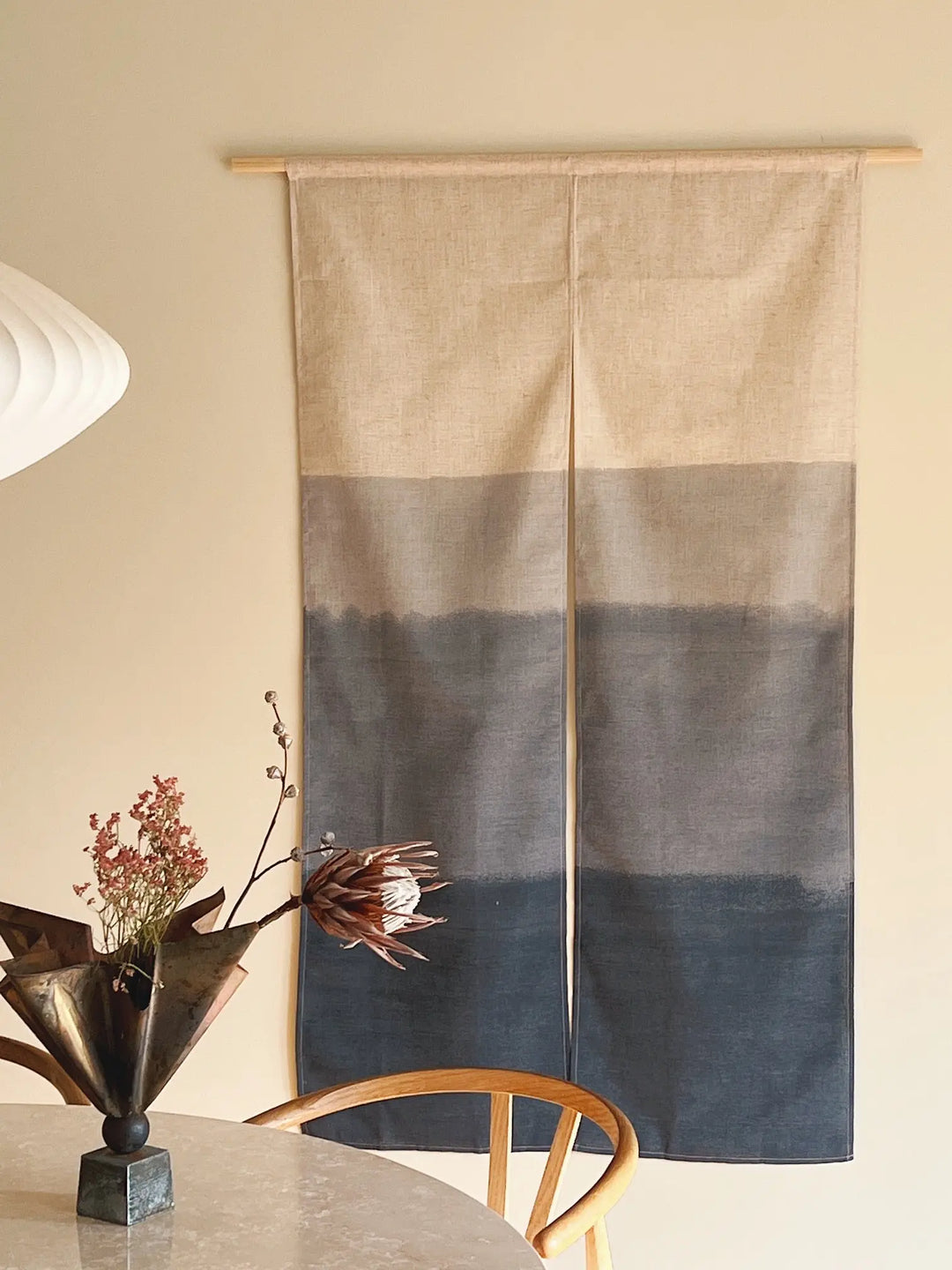 Japanese Handprinted Tapestry | 85 x 150 cm Blue with Hanging Rod