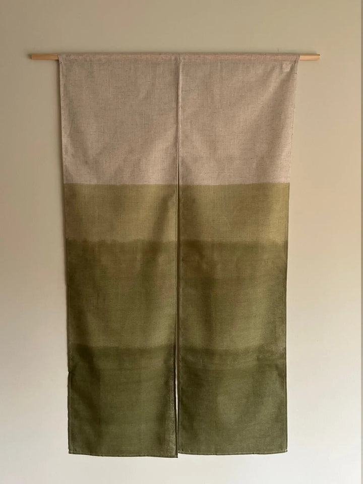 Japanese Handprinted Tapestry | 85 x 150 cm Green with Hanging Rod