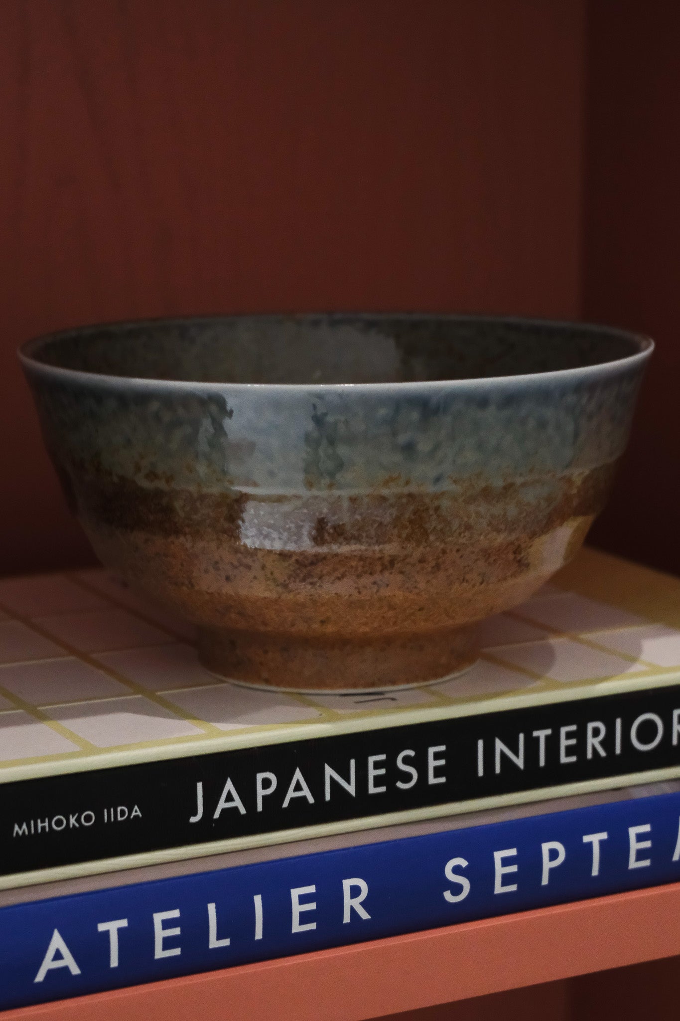 Japanese bowl with blue and brown glaze | Ø17 cm